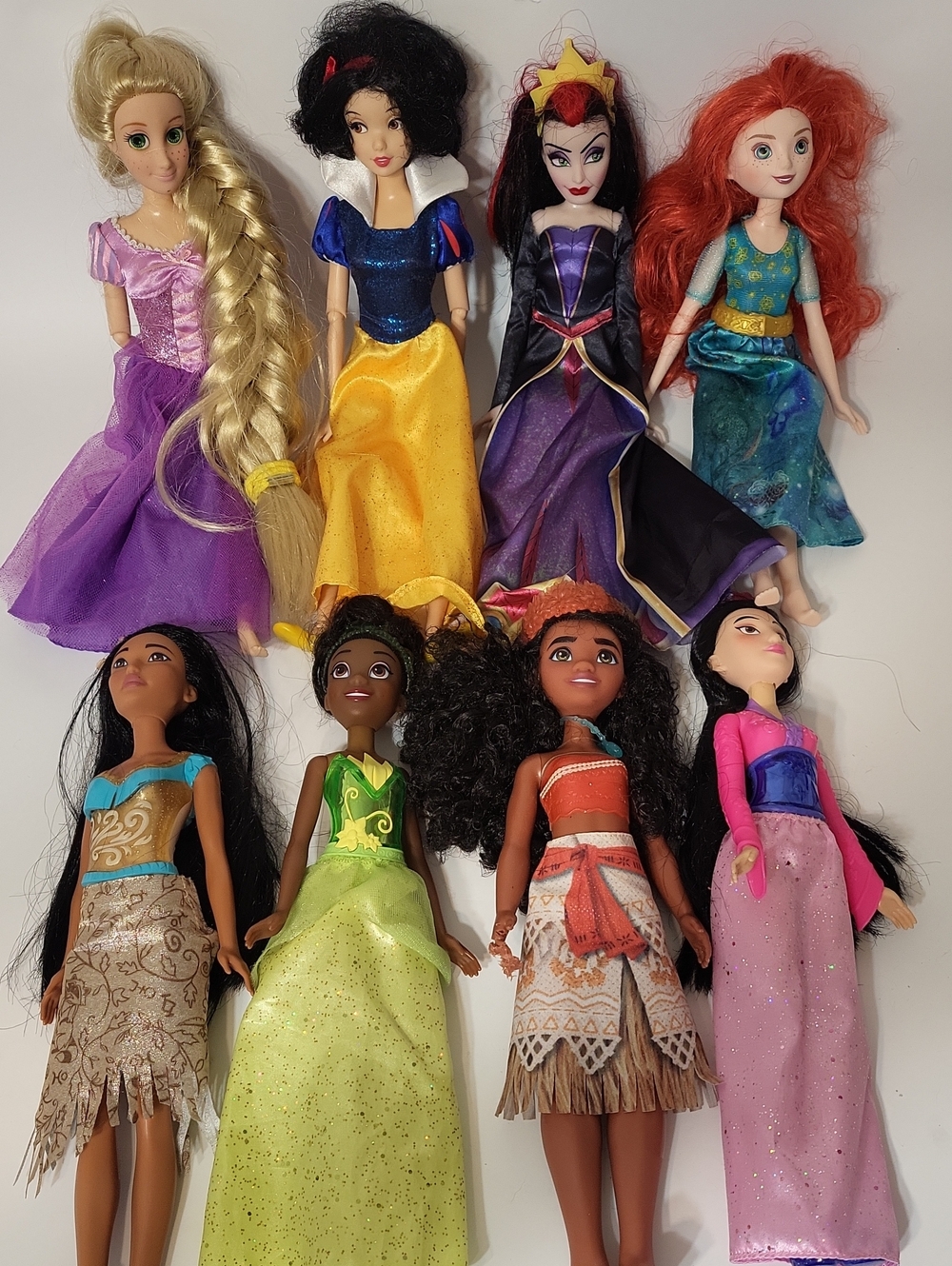 Disney Princess Fashion Doll Lot of 8 Tiana Moana Mulan Pocahontas Ariel
